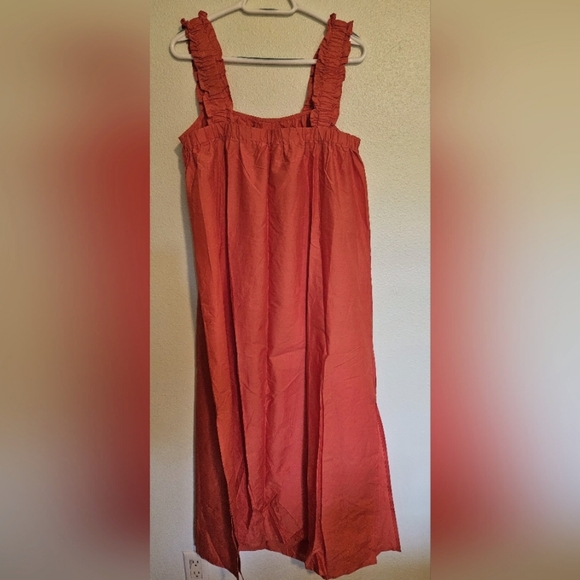 MANGO Coral  Maxi Dress Recycled Cotton Sz.M NWT - Picture 2 of 6